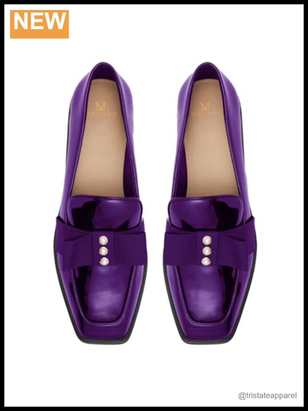Women Chunky Heel Bow Loafers Square Toe Pumps Pearl Chic
